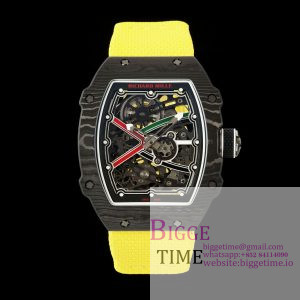 Umi Maker's RM67-02 Black NTPT Black/Green/Red Skeleton Dial on Yellow Nylon strap CRMA7 Clone V2
