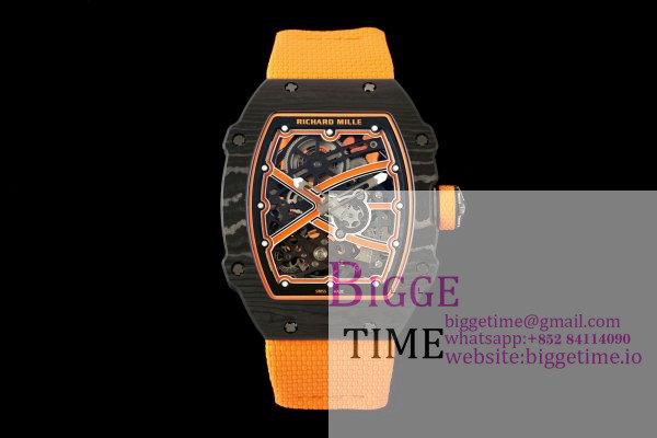 Umi Maker's RM67-02 Black NTPT McLaren Orange Skeleton Dial on Nylon strap CRMA7 Clone V2